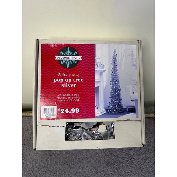 December home 5ft pop up silver decorative Christmas tree - Picture 1 of 5